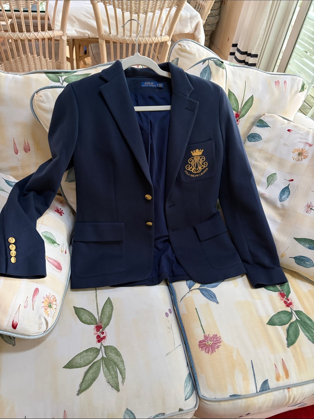 Polo by Ralph Lauren Navy Blue Embroidered Crest Blazer